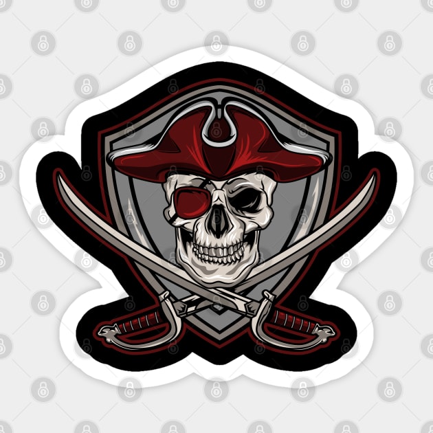 RED JOLLY ROGER SKULL Sticker by beanbeardy